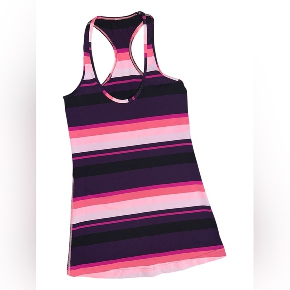 Lululemon Racerback Tank – Pink & Purple Stripes – Size 4 - Picture 1 of 2